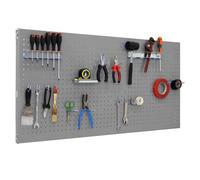 SimonRack Simonwork Panneau outils mural avec 14 crochets et 3 supports Gris 1200 x 600 mm