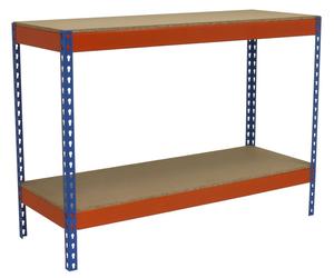 Simonrack, table de travail pour atelier, dimensions 2100 x 900 mm, capacité de charge 400 kg, étagère inférieure - modèle Bt-Basic