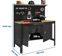 SIMONWORK BT3 CABINET 900 ANTRACITE/MADEIRA Établi en métal
