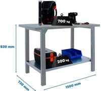 SIMONWORK BT6L PRO METAL 1500 GRAU Établi avec parafousses