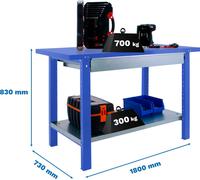 SIMONWORK BT6L PRO METAL 1BOX 1800 BLAU Établi avec parafousses