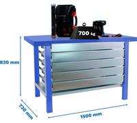 SIMONWORK BT6L PRO METAL 5BOX 1500 BLAU Établi avec parafousses