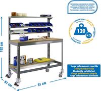 SIMONWORK MOBILE BT1 900 CINZA/MADEIRA Établi métallique
