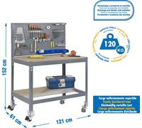 SIMONWORK MOBILE BT2 1200 CINZA/MADEIRA Établi en métal
