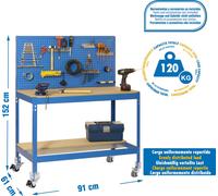 SIMONWORK MOBILE BT2 900 AZUL/MADEIRA Établi en métal
