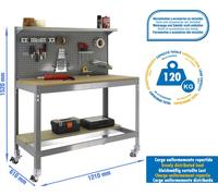 SIMONWORK MOBILE BT3 1200 CINZA/MADEIRA Établi en métal
