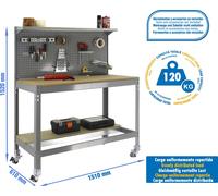 SIMONWORK MOBILE BT3 1500 CINZA/MADEIRA Établi métallique