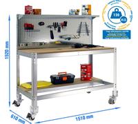 SIMONWORK MOBILE BT3 1500 GALVA/WOOD Établi en métal
