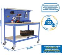 SIMONWORK MOBILE BT3 900 AZUL/MADEIRA Établi en métal