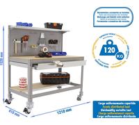 SIMONWORK MOBILE BT3 BOX 1200 CINZA/MADEIRA Établi en métal