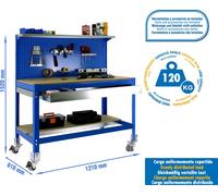 SIMONWORK MOBILE BT3 BOX 1200 Établi métallique BLEU/MADEIRA