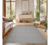 SIMPEX Tapis 120x170 cm Gris Design Vintage Bou oucles Style Scandinave Moderne Doux Résistant Facile à Nettoyer pour Salon Chambre Salle à Manger Chambre Enfant