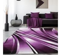 SIMPEX Tapis 120x170 cm Violet, Design Moderne Vagues Abstraites, Poils Courts pour Salon, Chambre, Salle à Manger ou Cuisine, Extra Doux