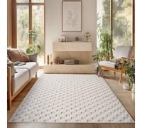 SIMPEX Tapis 160x230 cm Crème Design à Carreaux Bouclé Boucles Style Scandinave Moderne Doux Résistant Facile à Nettoyer pour Salon Coin Canapé Salle à Manger Chambre