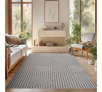 SIMPEX Tapis 160x230 cm Gris Design Bohème Bou oucles Style Scandinave Moderne Doux Résistant Facile à Nettoyer pour Salon Coin Canapé Salle à Manger Chambre