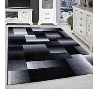 SIMPEX Tapis 160x230 cm, Moderne Abstrait à Carreaux Noir Gris Blanc, Facile d'entretien, Idéal pour Salon, Salle à Manger ou Chambre