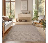 SIMPEX Tapis 200x290 cm Beige Design Vintage Bou oucles Style Scandinave Moderne Doux Résistant Facile à Nettoyer Grand Tapis pour Salon Salle à Manger Chambre