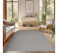 SIMPEX Tapis 240x340 cm Gris Design à Carreaux Bou oucles Style Scandinave Moderne Doux Résistant Facile à Nettoyer Tapis XL pour Salon Salle à Manger Chambre