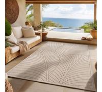 SIMPEX Tapis 240x340 cm XL Beige, Poils Courts Effet 3D Relief, Motif Bohème Scandinave, pour Intérieur ou Extérieur