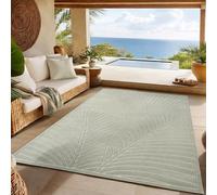 SIMPEX Tapis 240x340 cm XL Vert, Poils Courts Effet 3D Relief, Motif Bohème Scandinave, pour Intérieur ou Extérieur
