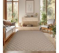 SIMPEX Tapis 280x370 cm Beige Design à Carreaux Bou oucles Style Scandinave Moderne Doux Résistant Facile à Nettoyer Tapis XXL pour Salon Salle à Manger Chambre