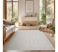 SIMPEX Tapis 280x370 cm Crème Design Vintage Bou oucles Style Scandinave Moderne Doux Résistant Facile à Nettoyer Tapis XXL pour Salon Salle à Manger Chambre