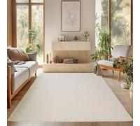 SIMPEX Tapis 280x370 cm Crème Uni Bou oucles Style Scandinave Moderne Doux Résistant Facile à Nettoyer Tapis XXL pour Salon Salle à Manger Chambre