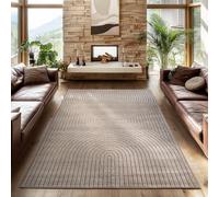 SIMPEX Tapis 280x370 cm XXL Beige, Poils Courts Effet 3D Relief, Design Bohème Scandinave, pour Grandes Pièces Intérieur Extérieur