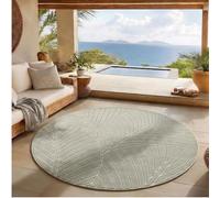 SIMPEX Tapis à Poils Courts Rond 80 cm Vert, Effet 3D Relief, Design Skandi Boho, Tapis Balcon pour Cuisine Entrée Salon, Utilisable Intérieur Extérieur