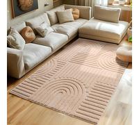 SIMPEX Tapis à Poils Longs pour Salon,Tapis de Chambre à Coucher, Beige, Coureur de Couloir, Tapis Style scandinave et bohème avec Design 3D, Doux et Moelleux.Taille: 120 x 170 cm, Couleur:Rose