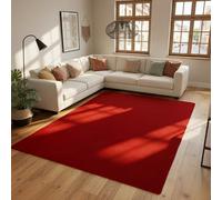 SIMPEX Tapis à Poils Ras, Unicolor - Monochrome, Tapis Rouge, 140 x 200 cm, Style Moderne, Salon