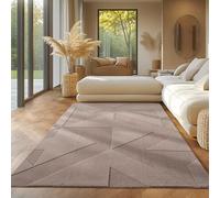 SIMPEX Tapis bohème avec design géométrique, couleur unie beige, 140 x 200 cm, tapis décoratif, lavable, avec effet 3D pour salon et chambre à coucher