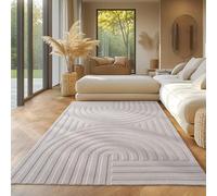 SIMPEX Tapis bohème scandinave uni crème 140x200 cm lavable effet 3D salon chambre