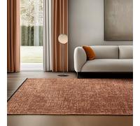 SIMPEX Tapis Coton Terracotta 160x230 cm Lavable Style Boho Vintage Kilim Poils Courts Antidérapant Doux Uni Mélangé pour Salon Chambre Bureau Cuisine