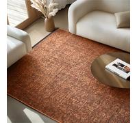 SIMPEX Tapis Coton Terracotta 240x340 cm Lavable Style Boho Vintage Kilim Poils Courts Antidérapant Doux Uni Mélangé pour Salon Chambre Bureau Cuisine