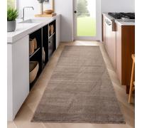 SIMPEX Tapis Couloir 60x100 cm Marron, Surface à Poils Courts Unie, Style Contemporain, Format rectangulaire avec Base antidérapante pour Cuisine et entrée