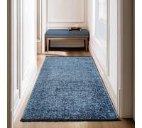SIMPEX, Tapis Runner en Coton Chenille Bleu 80x150 cm Lavable, Style Boho, Vintage Kelim, Pour Cuisine, Chambre & Couloir