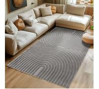 SIMPEX Tapis Coureur 60x110 cm Gris à Poils Longs Design Scandi Boho Effet Relief Moderne pour Chambre, Couloir