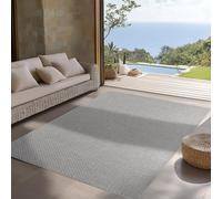 SIMPEX Tapis d Extérieur Gris 120x170 cm, Résistant aux Intempéries et aux UV, Idéal pour la Cuisine, Le Balcon, la Terrasse, Le Salon et la Salle à Manger, Design Uni Style Bohème.