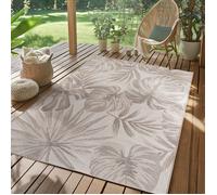 SIMPEX Tapis d'extérieur Beige 280x370 cm, résistant aux intempéries et aux UV, idéal pour la Cuisine, Le Balcon, la terrasse, Design de Feuilles de Palmier