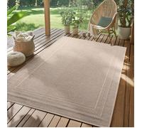 SIMPEX Tapis Extérieur Beige 280x370 cm Résistant aux Intempéries UV Facile d'entretien Uni avec Bordure pour Cuisine Balcon Terrasse Jardin Salon