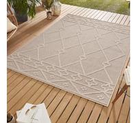 SIMPEX Tapis d'extérieur, Conception berbère, Tapis Beige, 200 x 290 cm, Tapis de Style bohème, Cuisine, Balcon, terrasse, Jardin, Pique-Nique
