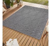 SIMPEX Tapis d'extérieur, Conception berbère, Tapis Gris, 200 x 290 cm, Tapis de Style bohème, Cuisine, Balcon, terrasse, Jardin, Pique-Nique