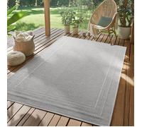 SIMPEX Tapis d'extérieur Gris 240x340 cm, résistant aux intempéries et aux UV, idéal pour la Cuisine, Le Balcon, la terrasse, Design uni avec Bordure