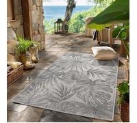 SIMPEX Tapis d'extérieur Gris 80x150 cm, idéal pour la cuisine,Design de feuilles de palmier