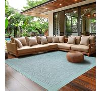 SIMPEX Tapis d'Extérieur pour Terrasse, Balcon et Jardin, Tapis de Cuisine Uni, Design Résistant aux Intempéries, Tissage Plat Effet Sisal, Tapis Lavable 120 x 170 cm, Bleu