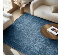 SIMPEX Tapis en Coton Chenille Bleu 200x290 cm Lavable, Style Boho, Poils Courts Vintage Kelim, Antidérapant et Doux, Mélange Monochrome, pour Salon, Chambre, Bureau & Cuisine