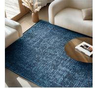 SIMPEX Tapis en Coton Chenille Bleu 200x290 cm Lavable, Style Boho, Vintage Kelim, Pour Salon, Chambre, Bureau & Cuisine