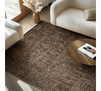 SIMPEX Tapis en Coton Chenille Brun 240x340 cm Lavable, Style Boho, Poils Courts Vintage Kelim, Antidérapant et Doux, Mélange Monochrome, pour Salon, Chambre, Bureau & Cuisine