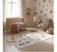 SIMPEX Tapis Enfant Alphabet Tapis Educatif pour Chambre d Enfant en Crème avec Motif Lettres taille 160x230 cm